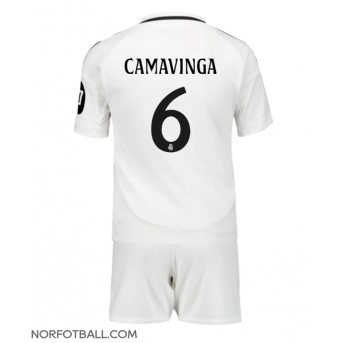 Billige Fotballdrakt Real Madrid Eduardo Camavinga #6 Replika Hjemmedraktsett Barn 2024-25 Kortermet (med bukser)